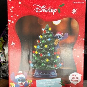Disney Stitch Ceramic Christmas Tree Multi-Color Lights Stitch Stealing Star 12”